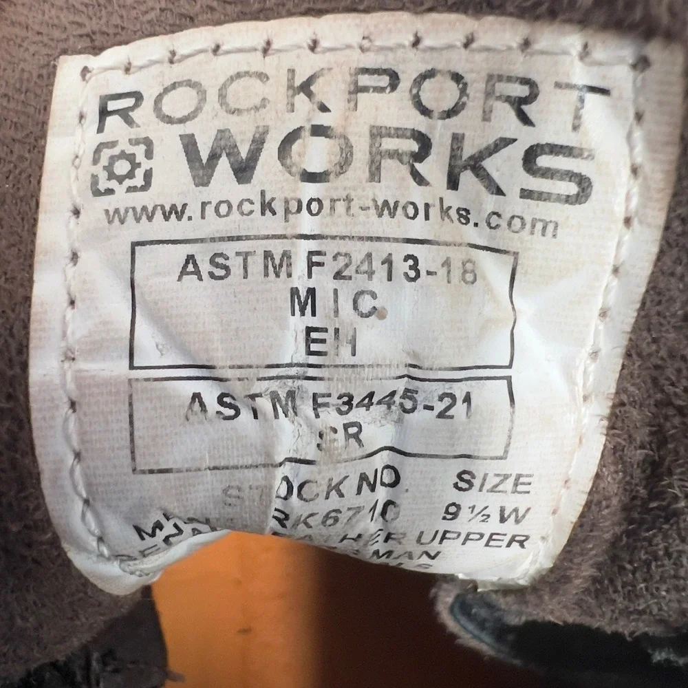 Rockport Works Mens RK6710 Waterproof Leather Safety Work Boots Brown Wide 9.5W